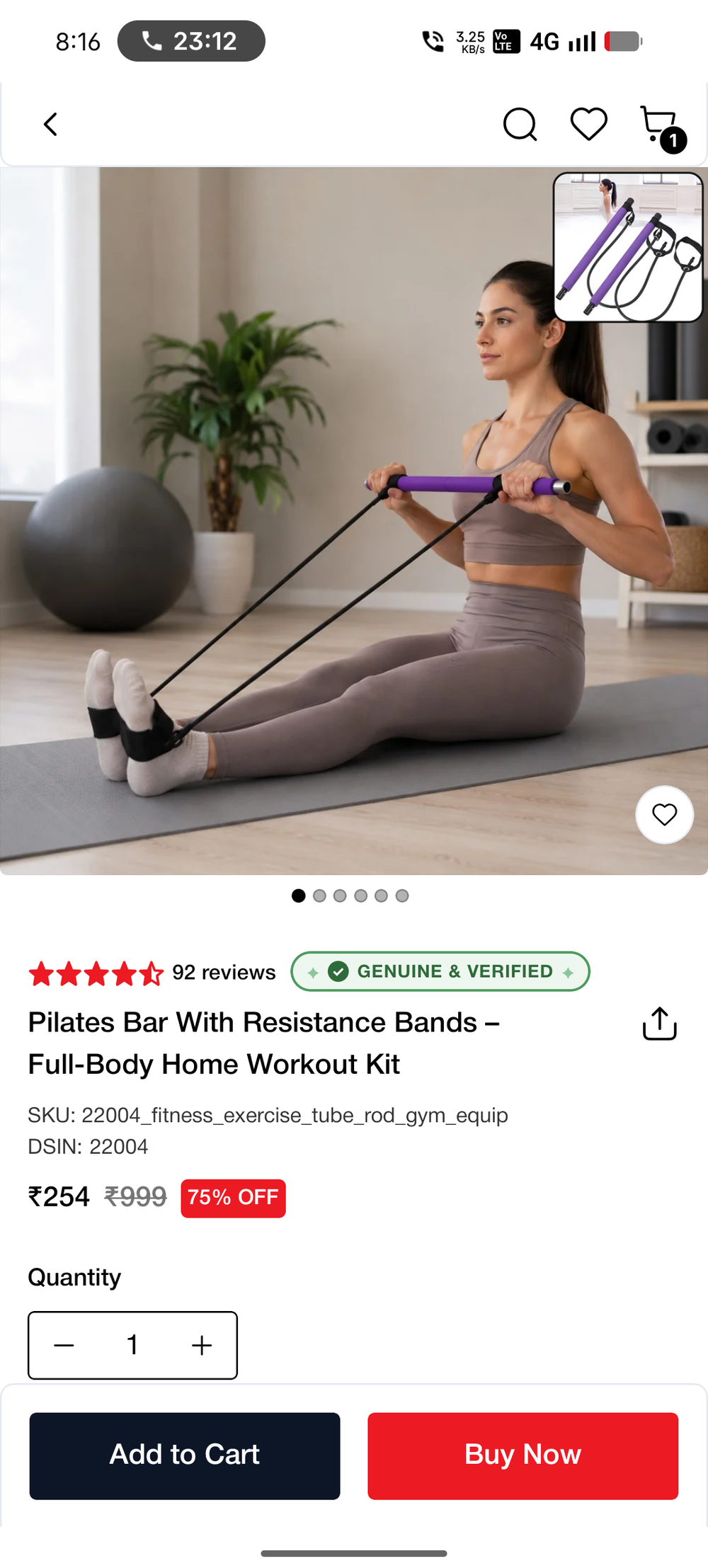 Pilates Bar Kit with Resistance Bands | Full Body Home Workout