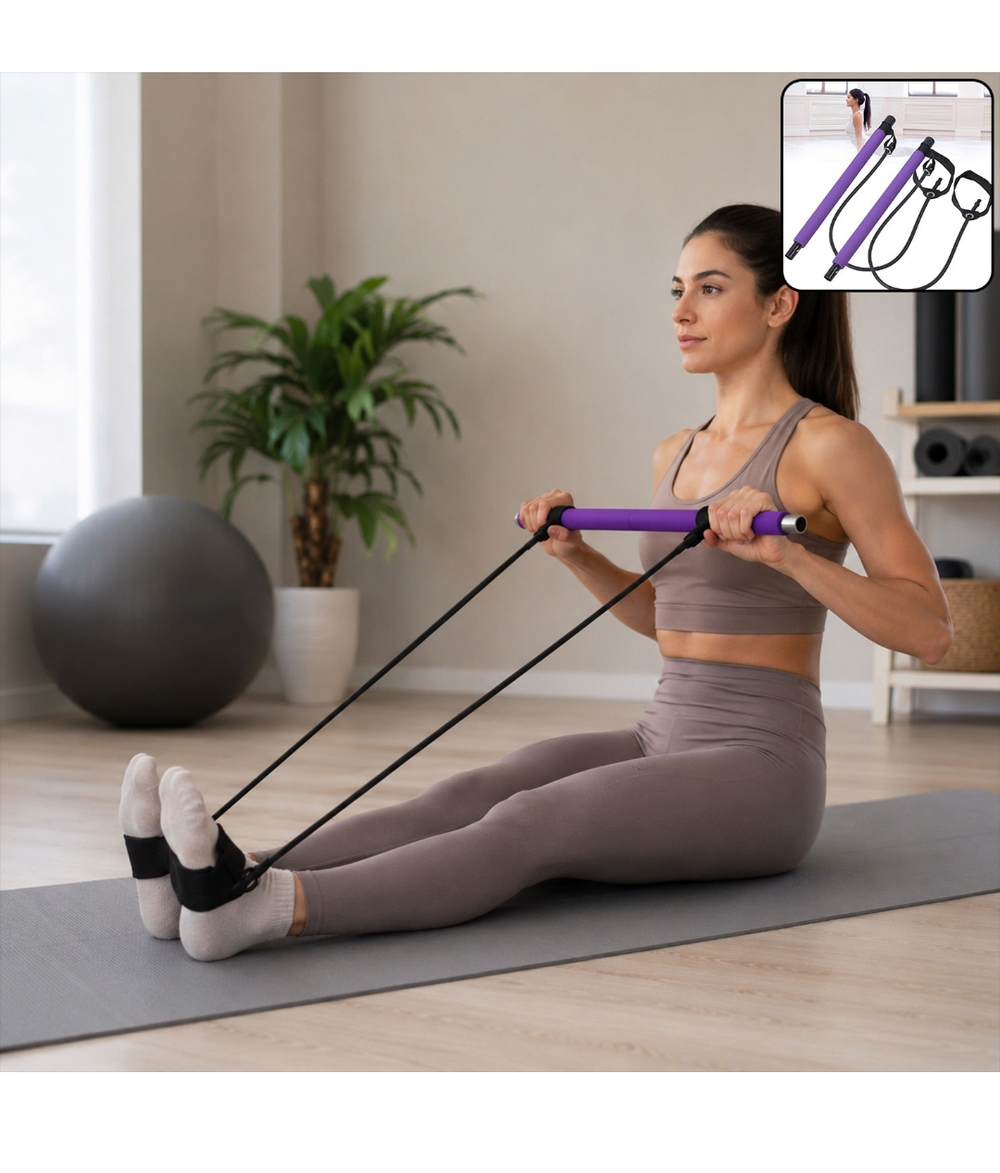 Pilates Bar Kit with Resistance Bands | Full Body Home Workout